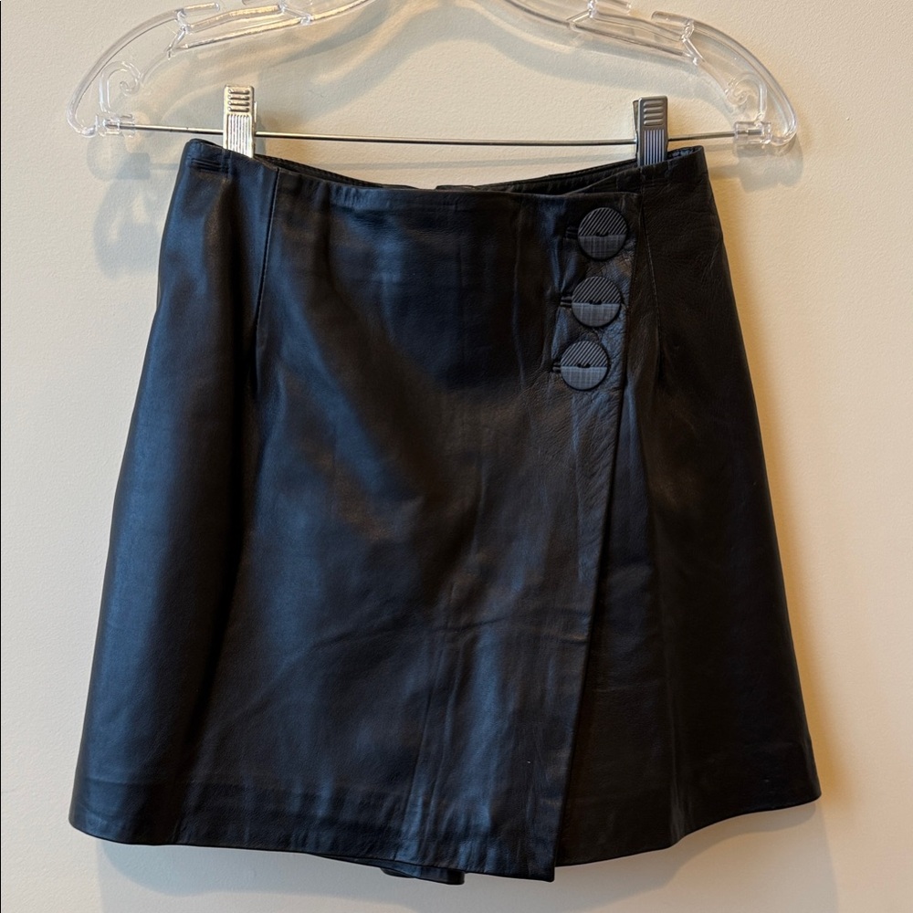 Cache Black Mini Skirt with Button Detail